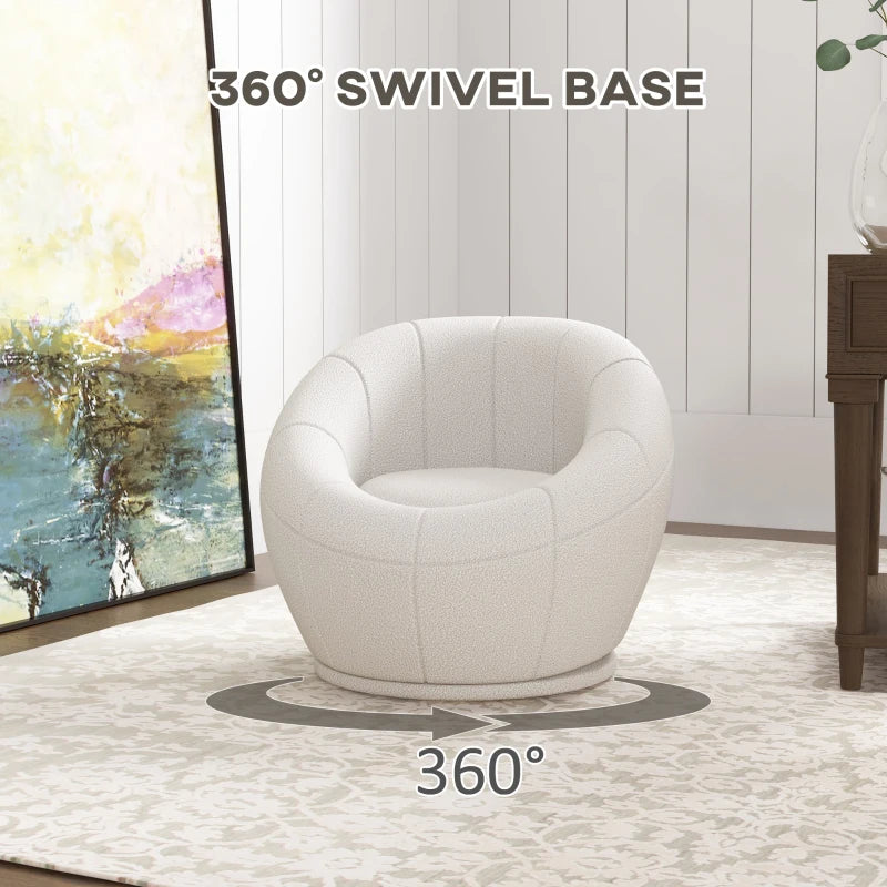 White Swivel Upholstered Accent Chair for Home