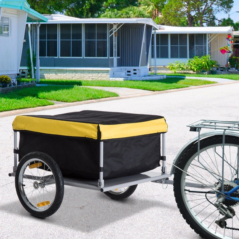 Yellow Bicycle Cargo Trailer with Folding Storage & Removable Cover