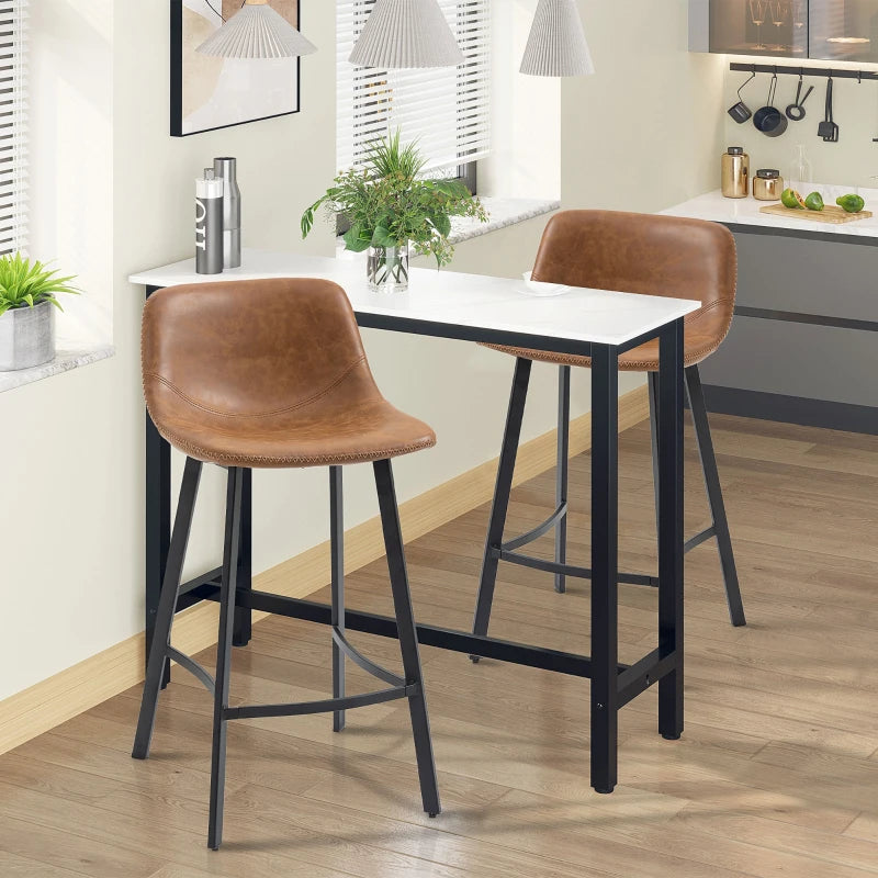 Brown Upholstered Industrial Bar Stools Set of 2