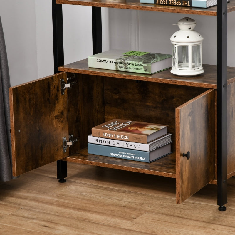 Rustic Brown 3-Tier Industrial Storage Cabinet with Doors