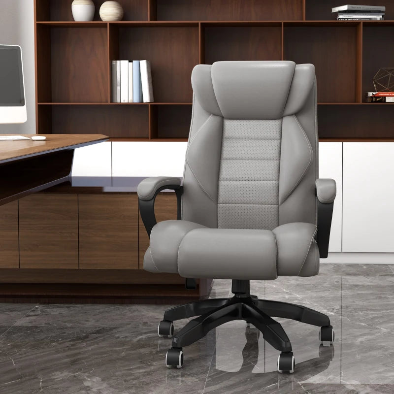 Grey High Back Executive Office Chair with Vibration Massage