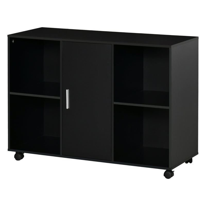 Black Mobile Office File Cabinet with Wheels and Storage