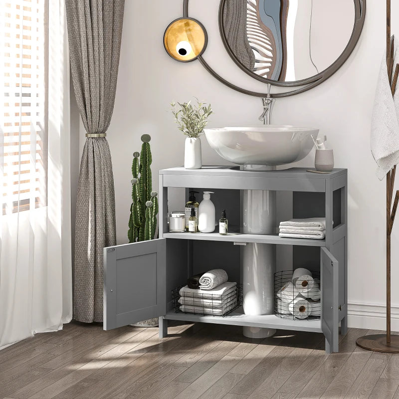 Light Grey Under Sink Cabinet with Double Doors