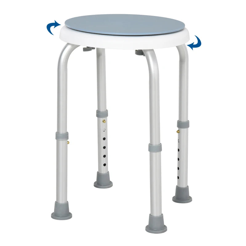 Adjustable Swivel Bath Shower Stool - White