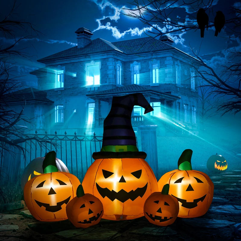 6ft Inflatable Halloween Pumpkin Display Set with LED Lights