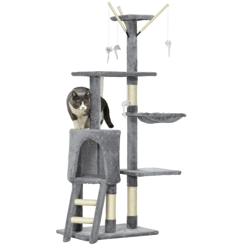 Grey Cat Climbing Tower Scratching Post 135cm