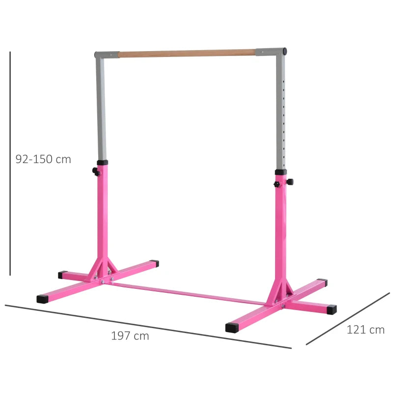 Adjustable Pink Kids Gymnastics Horizontal Bar