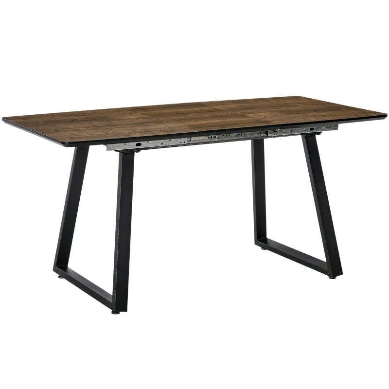 Extendable Wood Effect Dining Table for 4-6 People - Steel Frame, Hidden Leaves