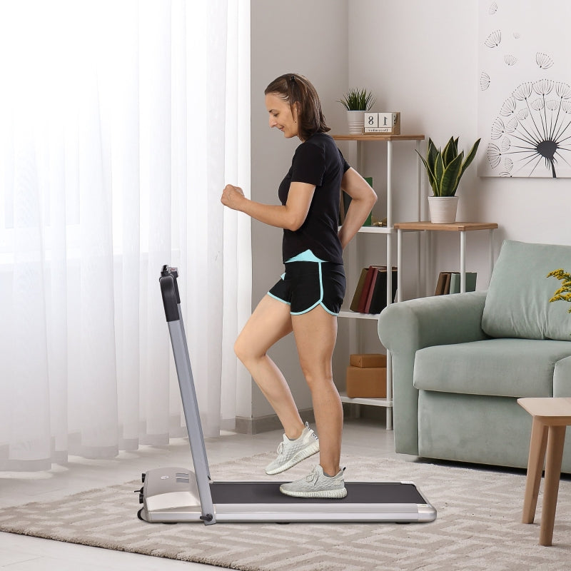 Compact Electric Treadmill with Safety Features and LCD Monitor - Black