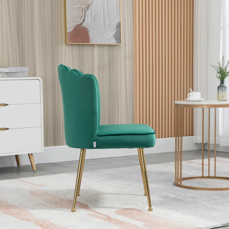 Green Velvet Accent Chair with Gold Metal Legs