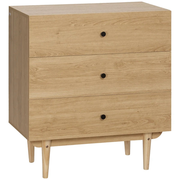 3-Drawer Storage Cabinet in Oak for Bedroom & Living Room