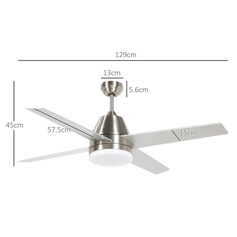 Silver and Black LED Ceiling Fan with Remote Control