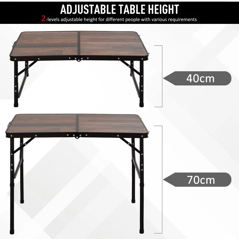 Portable 3ft Adjustable Aluminium Camping Table - Outdoor Picnic BBQ Trestle Table, Green