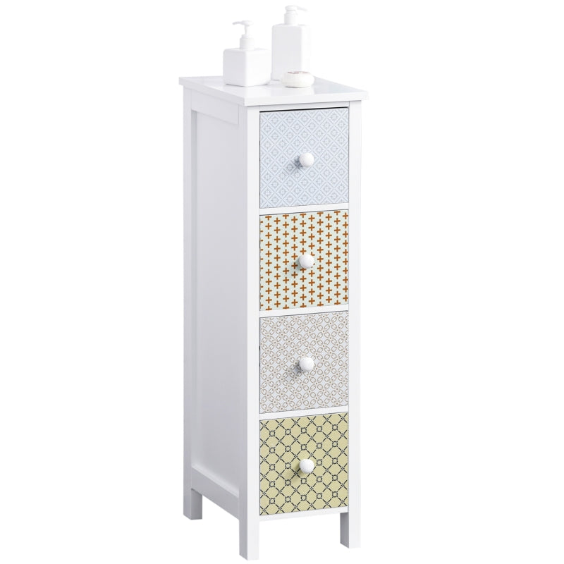 4-Drawer White Storage Chest for Bedroom and Bathroom