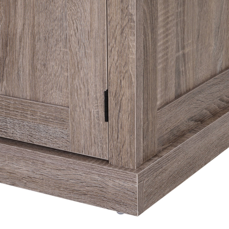 Dark Wood Grain Freestanding Kitchen Storage Cabinet, 184cm Tall