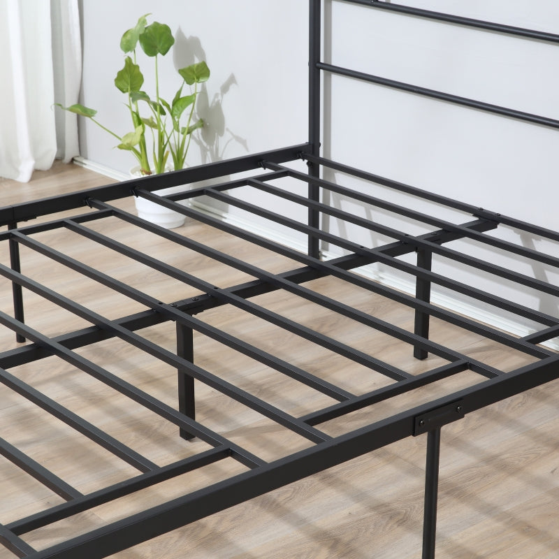 Black Metal King Bed Frame with Storage Space