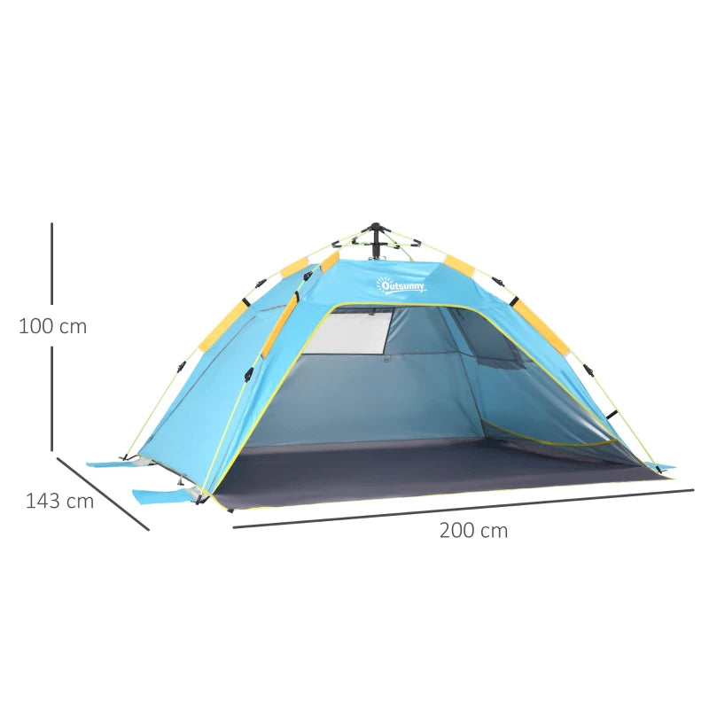 Light Blue 2-Person Pop-up Beach Tent Sun Shelter with Windows and Doors