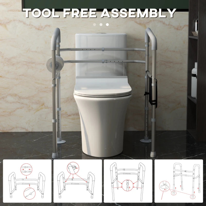 Adjustable Toilet Safety Frame with Arms, White, Elderly & Disabled Support