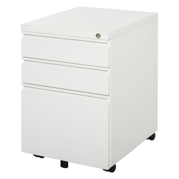 White 3-Drawer Lockable Metal File Cabinet for Letter A4 Legal Size