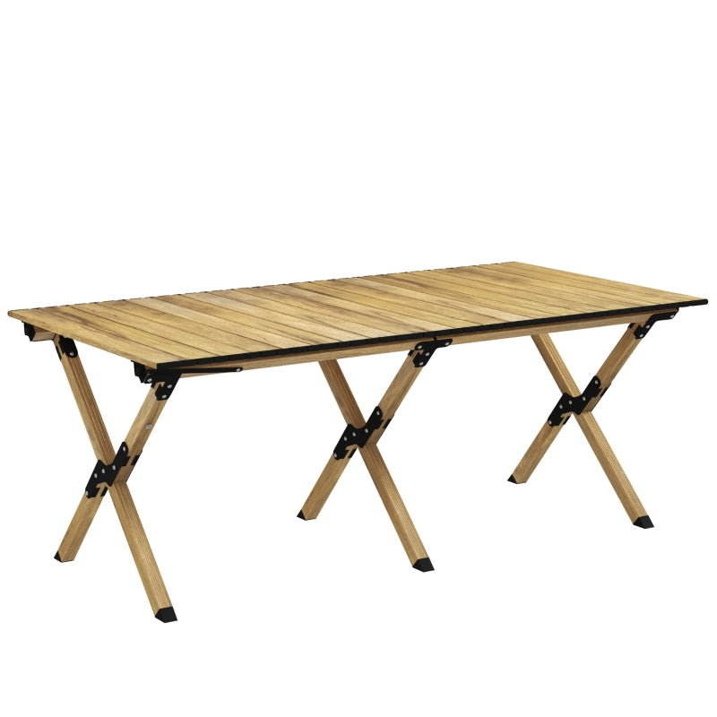 4ft Folding Aluminium Camping Table - Natural Wood Finish