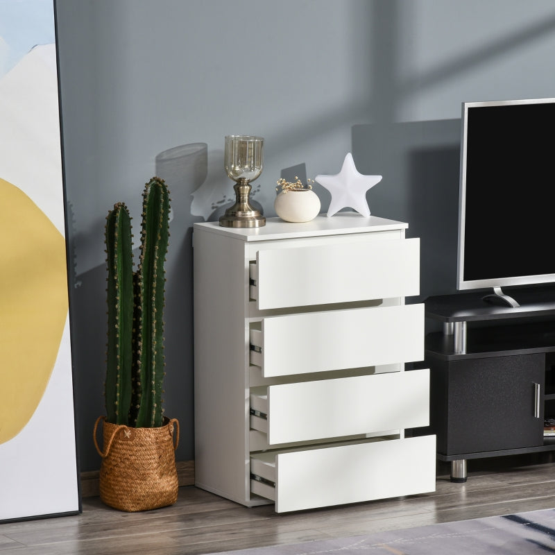 White 4-Drawer Storage Cabinet for Bedroom and Living Room