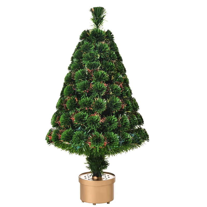 3FT Fiber Optic LED Christmas Tree - Multi-Color Lights, Green