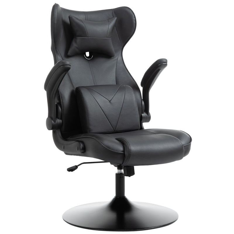 Black Racing Style Video Game Chair with Lumbar Support