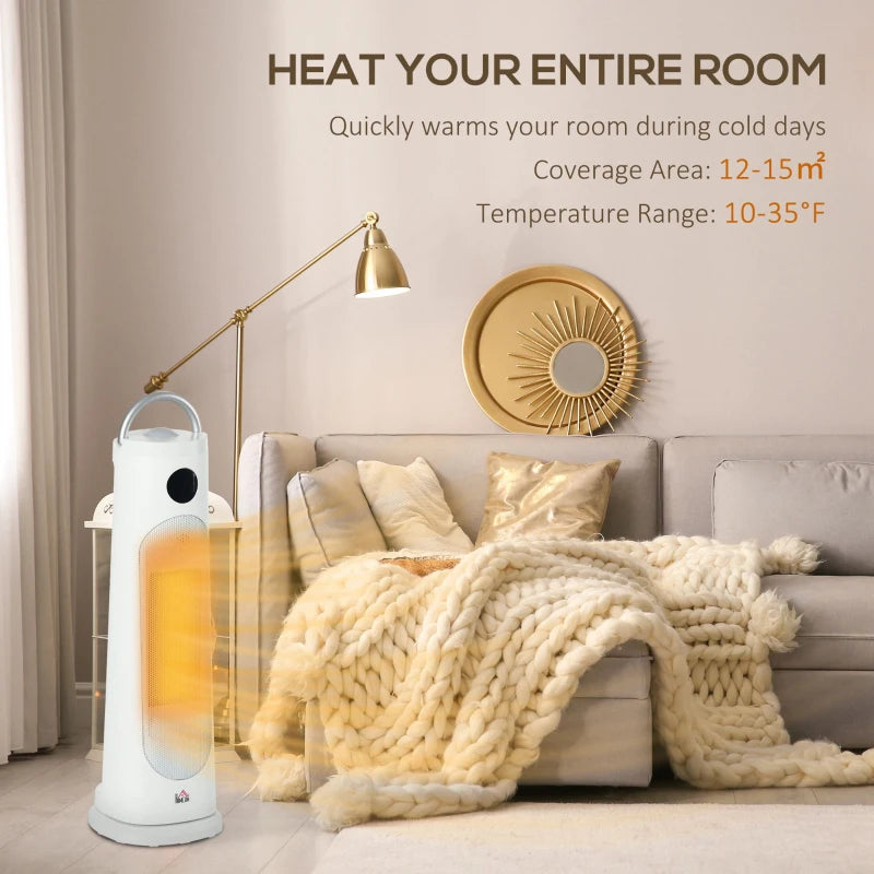 White Portable Electric Ceramic Space Heater with Thermostat & Timer