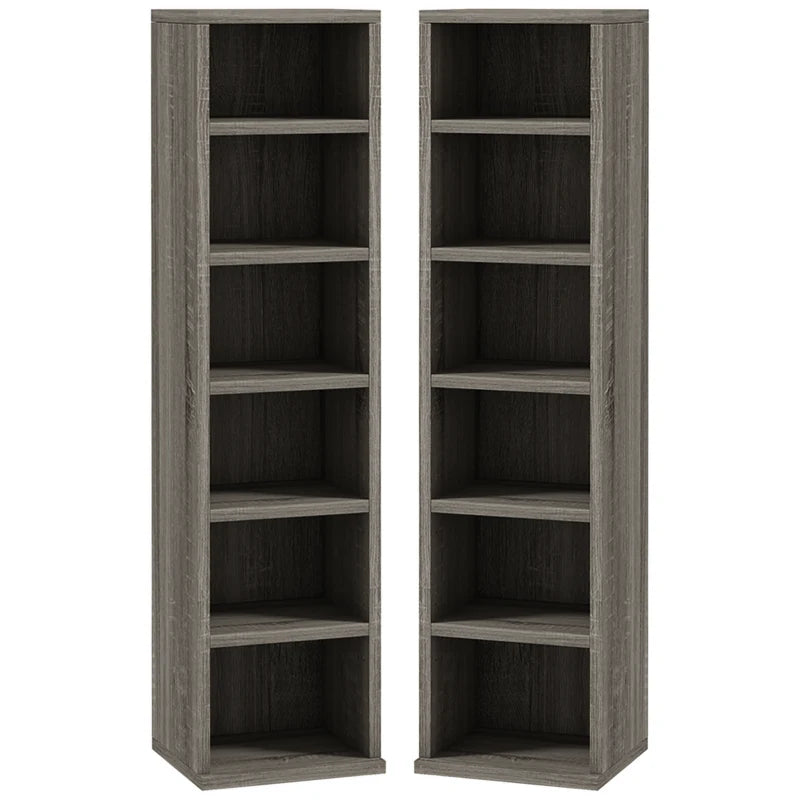 Set of Two Dark Wood-Effect CD Storage Units