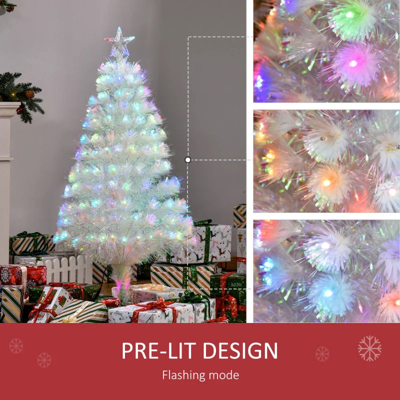 4ft White Fiber Optic LED Christmas Tree - Holiday Home Xmas Decor