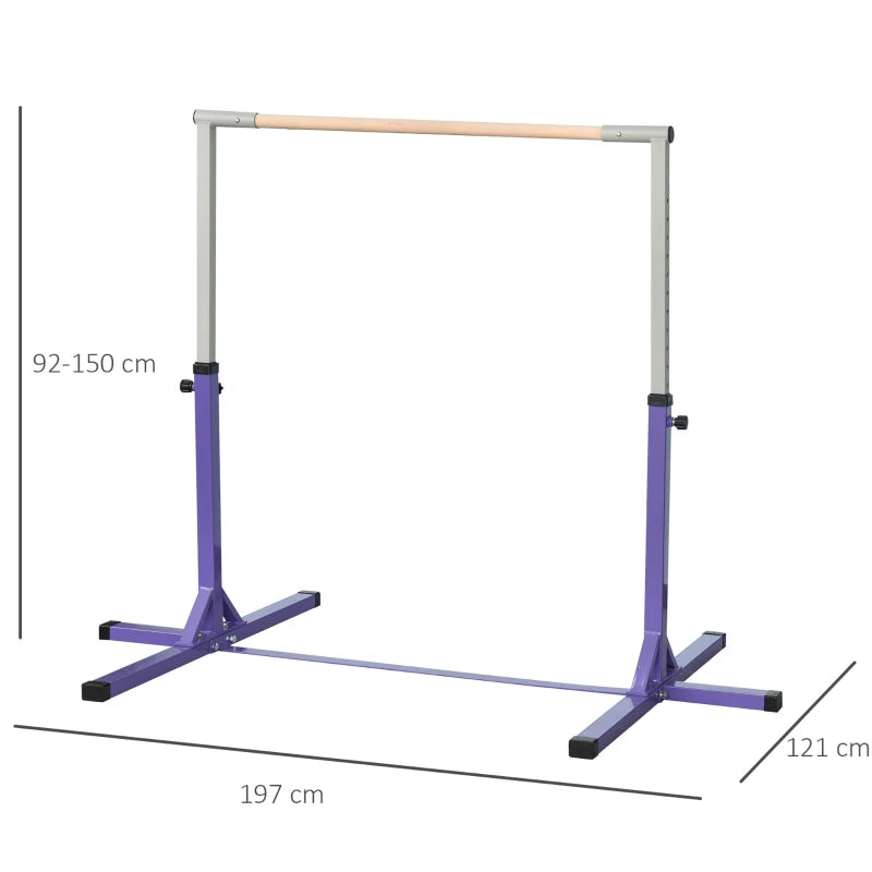 Adjustable Purple Steel Gymnastics Bar for Kids