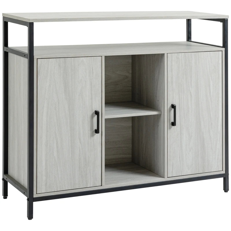 Light Grey Steel Frame Sideboard with 2 Doors and Shelves