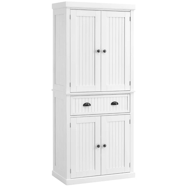 White Freestanding Kitchen Storage Cabinet with Drawer and Doors