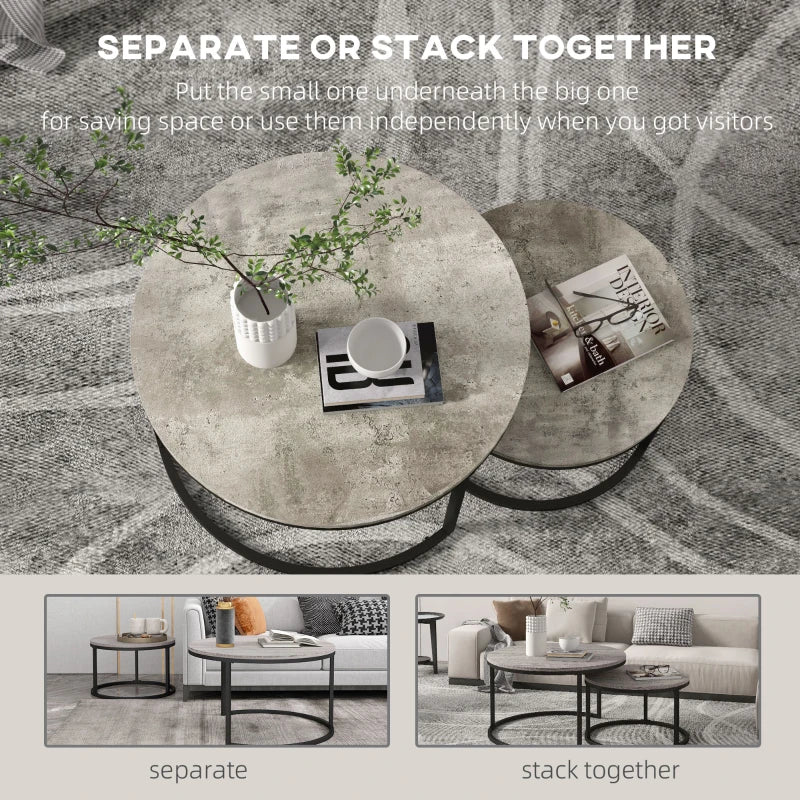 Grey and Black Nesting Coffee Tables Set