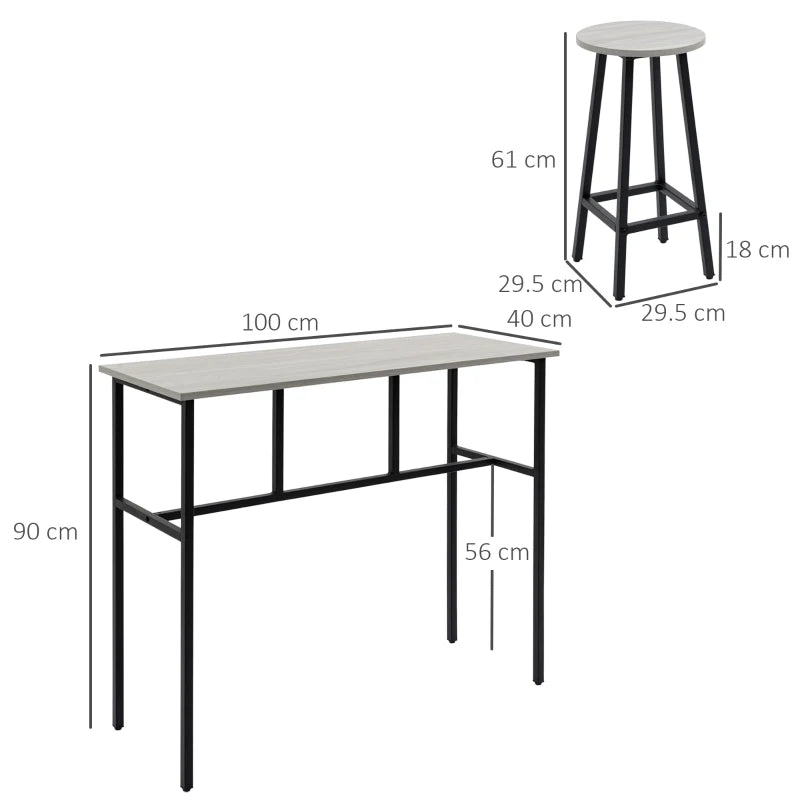 6-Piece Grey Bar Table Set with 4 Stools - Counter Height Dining Furniture for Kitchen & Living Room