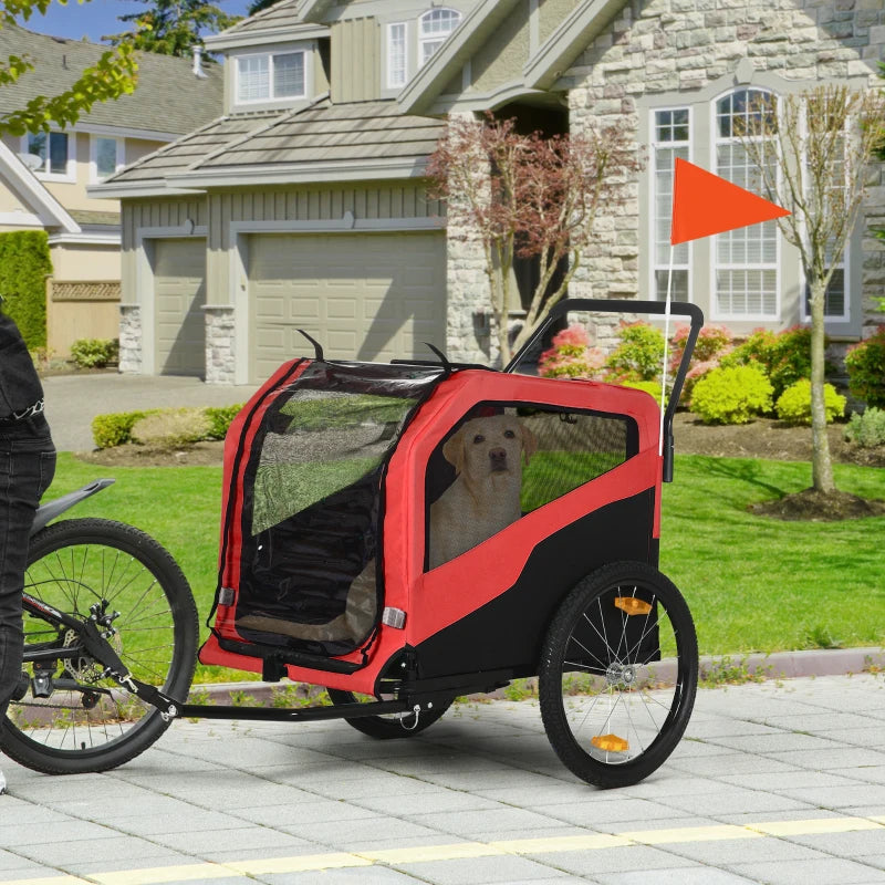 Red Large Dog Bike Trailer & Stroller Combo, 20" Wheels