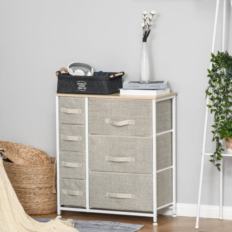 Vertical 7-Drawer Linen Storage Cabinet - White/Light Grey