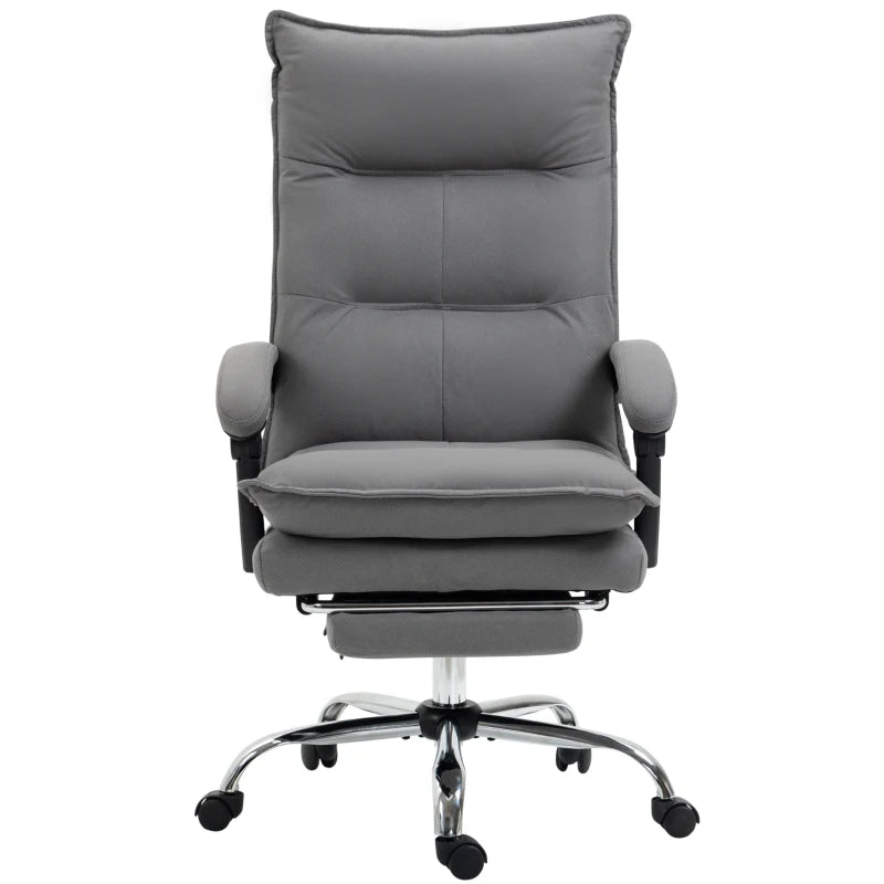 Grey Vibration Massage Office Chair with Heat and Footrest