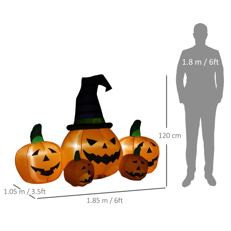 6ft Inflatable Halloween Pumpkin Display Set with LED Lights