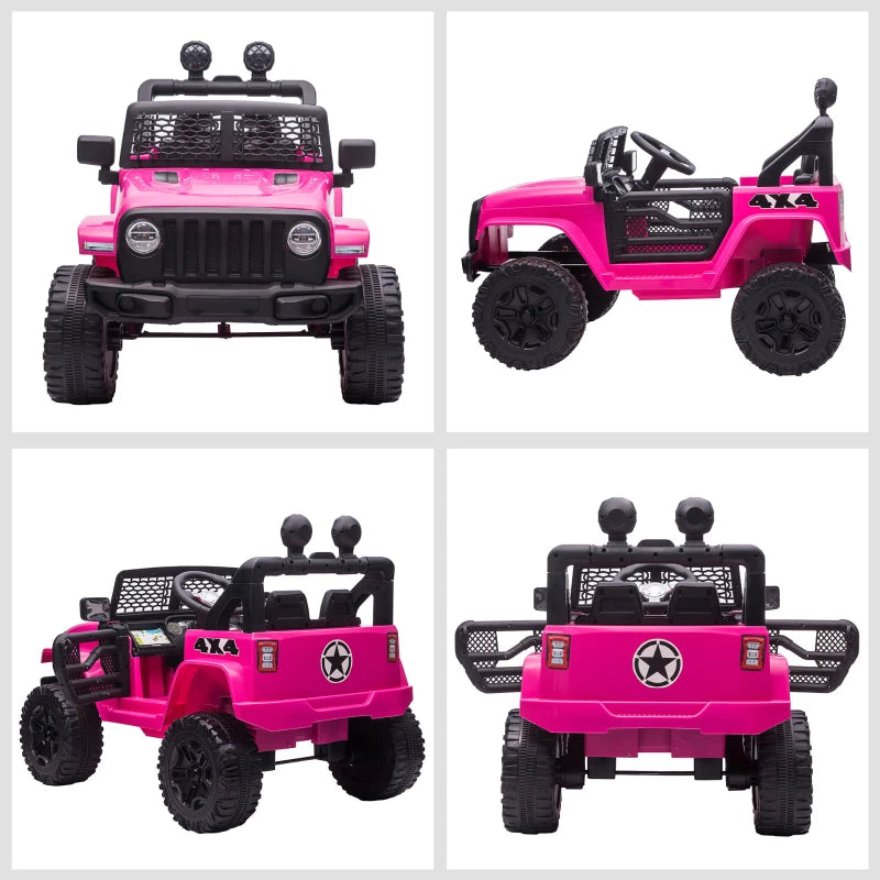 Kids Pink Electric Off-Road Ride-On Car with Remote Control - 12V