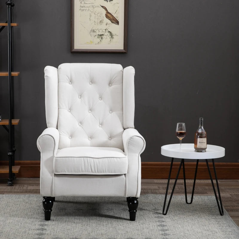 Retro Cream White Wingback Accent Chair for Living Room and Bedroom