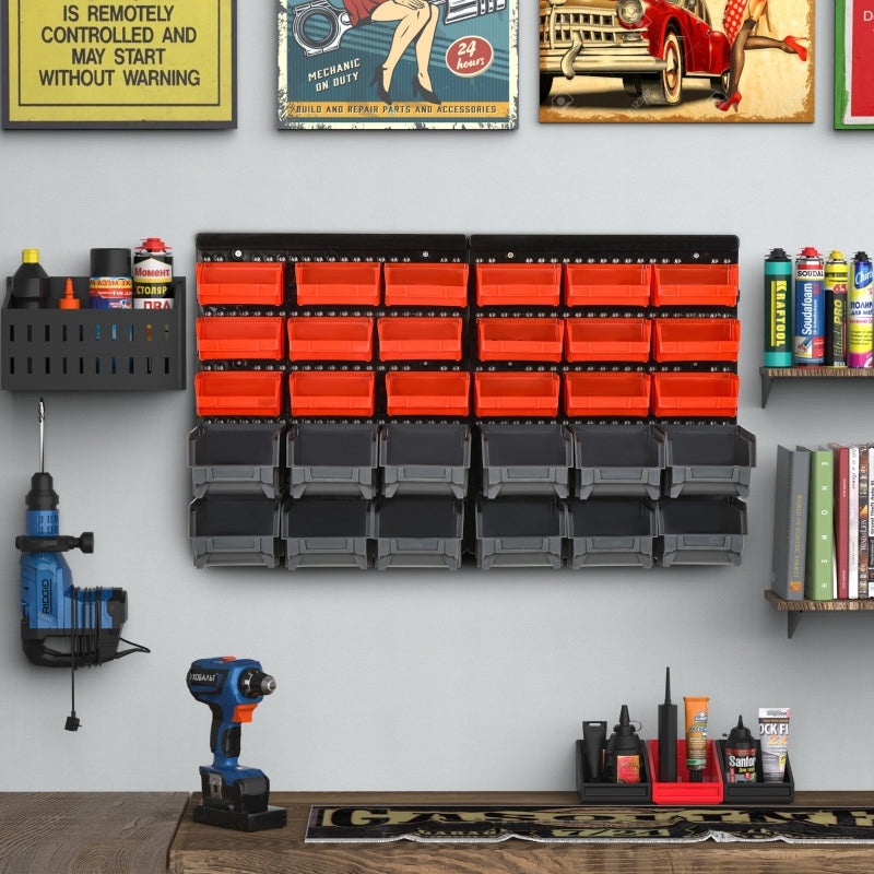 Black 30-Cubbie Wall Storage Organizer for Garage Workshop DIY