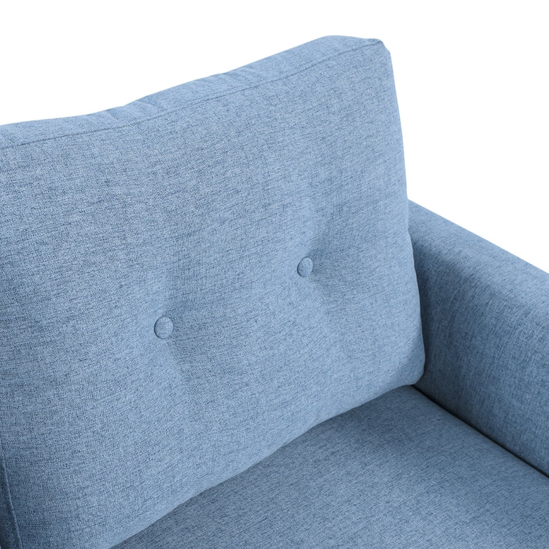 Light Blue Fabric Loveseat with Wooden Legs - 2 Seat Sofa