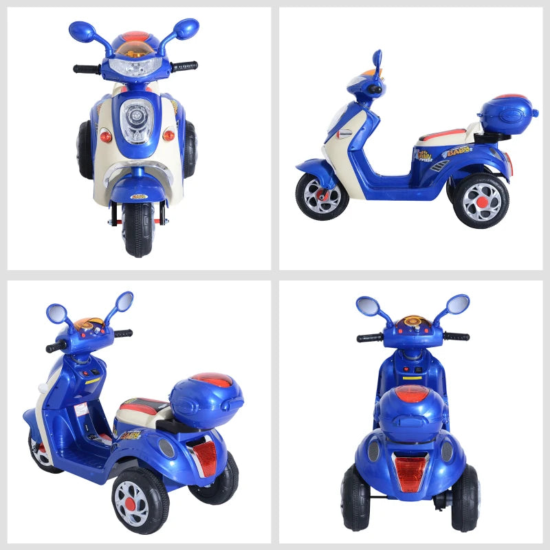 Blue Kids Electric Ride-On Motorbike with Headlight and Music