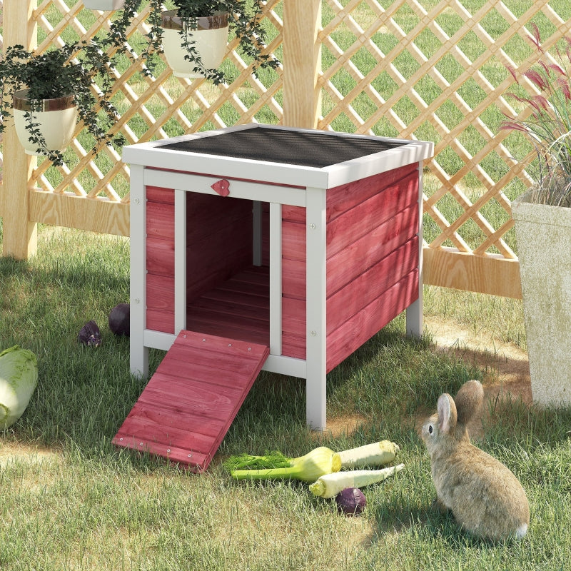 Red Wooden Rabbit Hutch 51 x 42 x 43 cm by