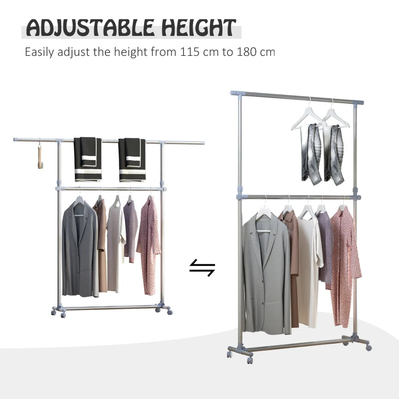 Black Heavy Duty Clothes Hanger Rack with Wheels