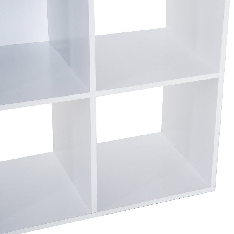 White Wooden 9 Cube Storage Unit with 3 Tier Bookcase Shelves