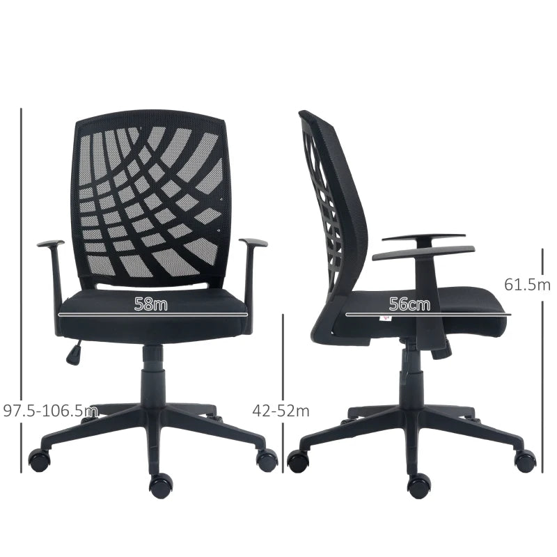 Adjustable Black Home Office Chair - 97.5-106.5cm