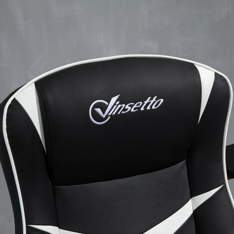 Black & White Ergonomic Gaming Chair with Adjustable Height