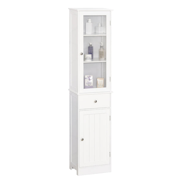 White Bathroom Storage Cabinet with 3-Tier Shelf Drawer